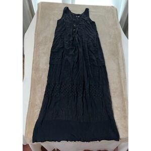 Biya Johnny Was Embroidered Lace Silk Max Dress Women's S Black Sleeveless EUC